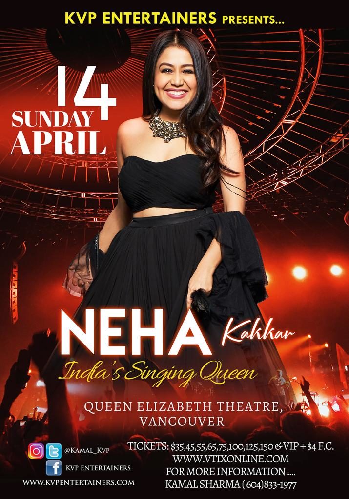 Musical Firecracker Neha Kakkar To Blow The Roof Off Queen Elizabeth Theatre This Sunday As Kvp Entertainers’ Celebrate Their Landmark 25th Silver Jubilee