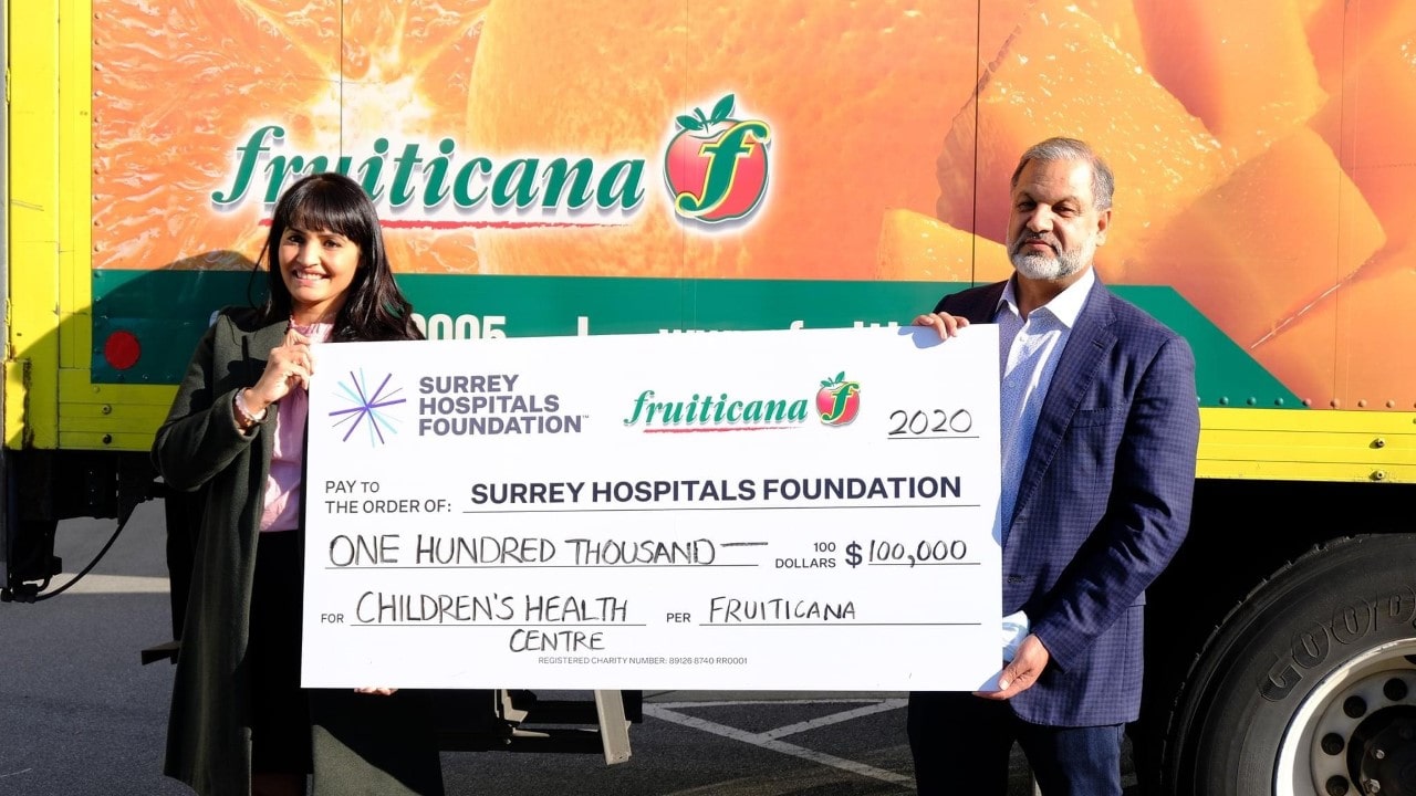 Fruiticana Raises $100,000 for Surrey Hospitals Foundation’s Children’s Health Centre Campaign