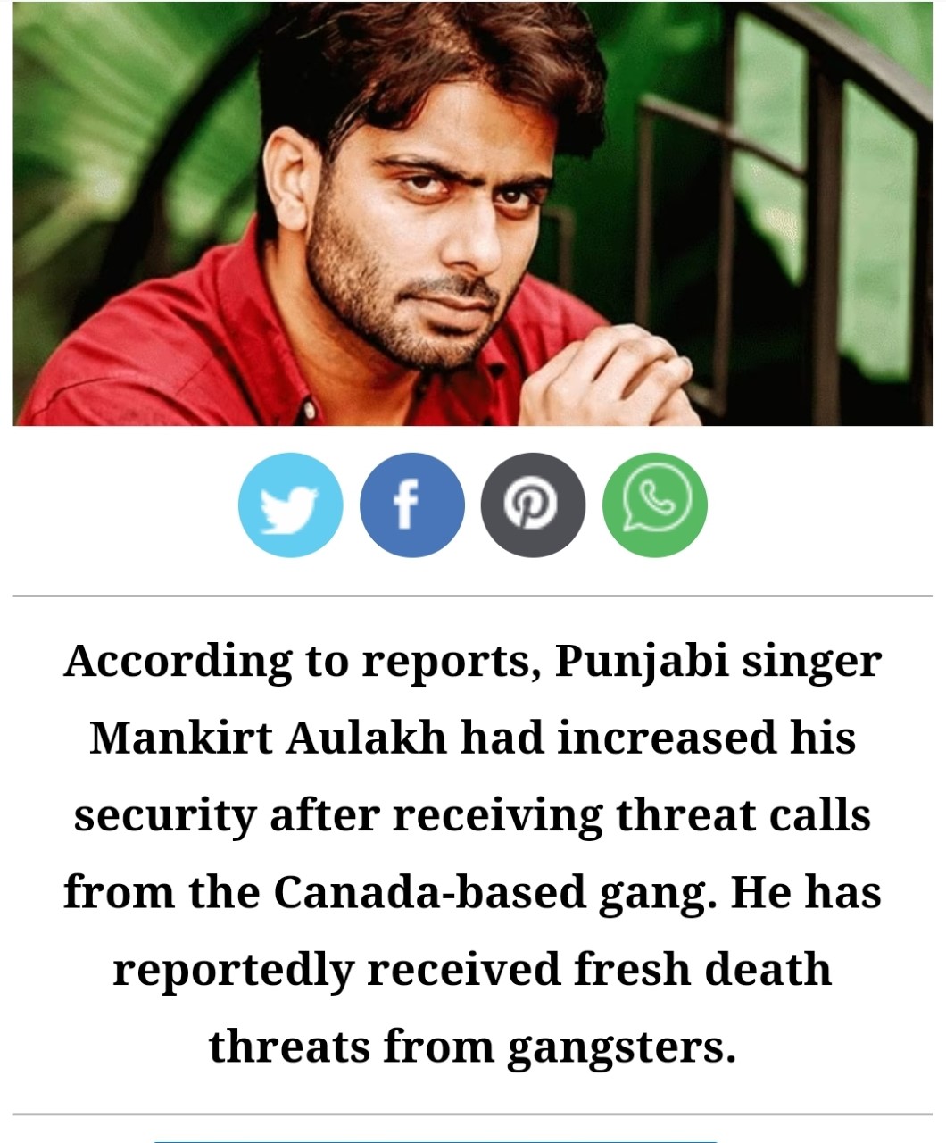 IS MANKIRAT AULAKH NEXT: Social Media Hyper Has Punjabi Singer Connected To Bishnoi Group Gangsters As Next Victim